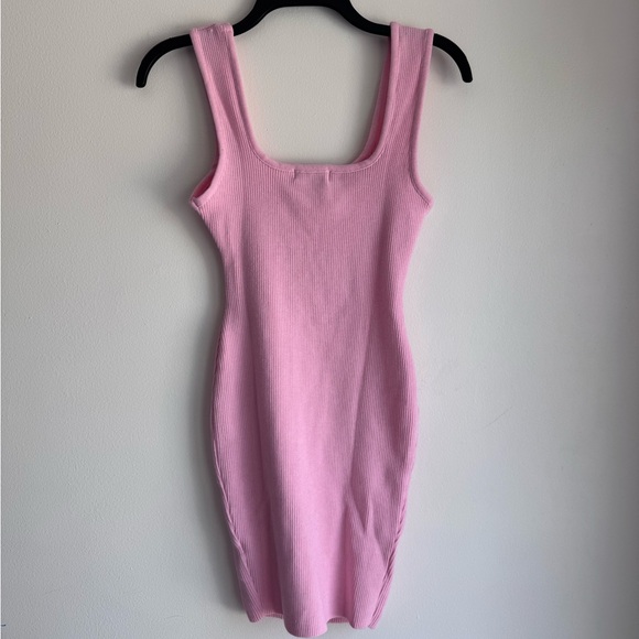 Chic Pink Ribbed Mini Dress - Picture 4 of 4